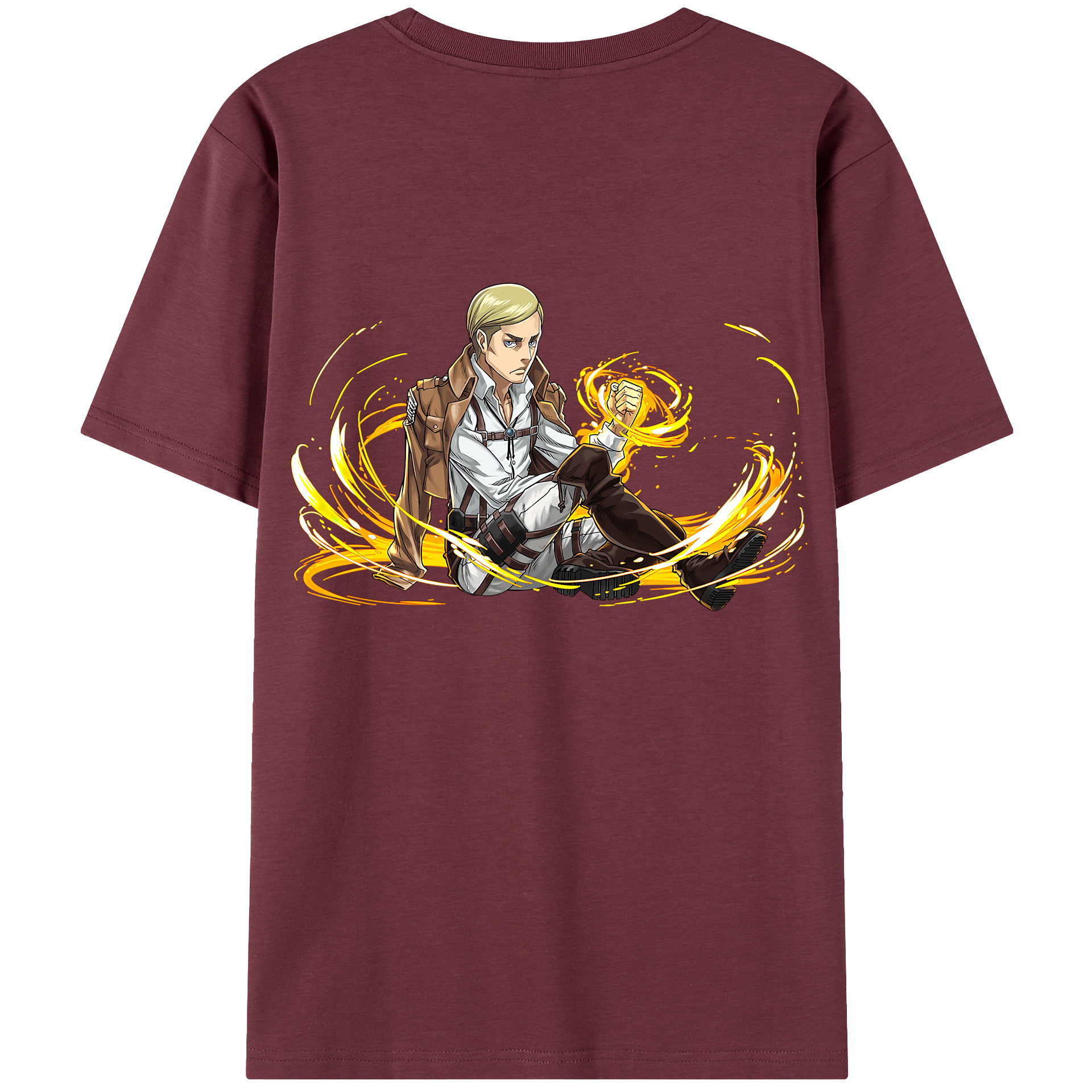 （画像用） 進撃の巨人 エルヴィン・スミス Attack on Titan Erwin Smith 綿100％半袖Tシャツ（背面プリント）